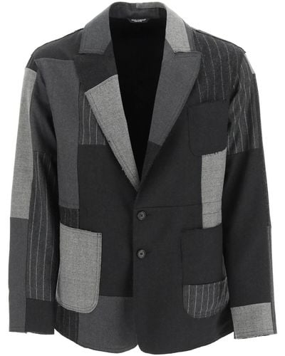 Dolce & Gabbana Patchwork Wool Jacket - Zwart