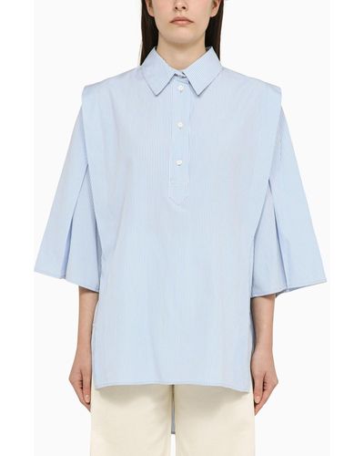 Margaux Lonnberg Light Striped Cotton Lola Shirt - Blue