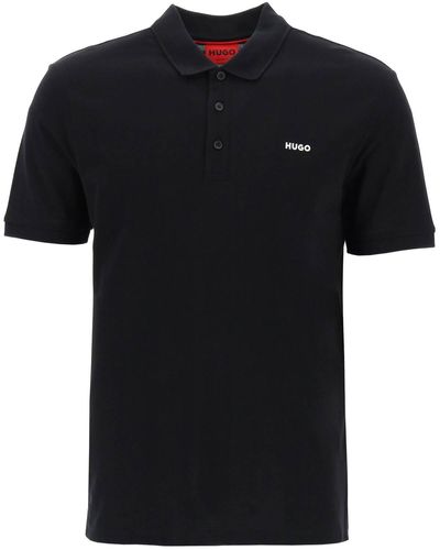 HUGO Cotton Piqué Donos Polo Shirt - Black
