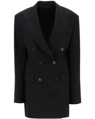 Acne Studios Double Breasted Jacket In Visgraatstof - Zwart