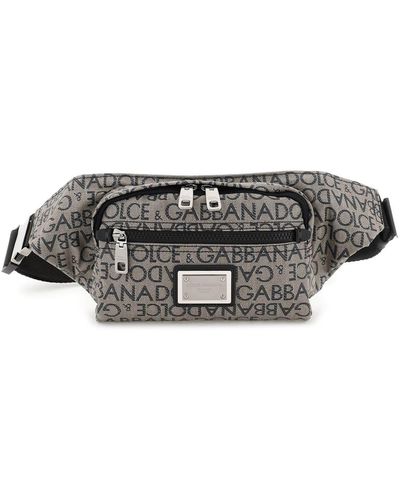 Dolce & Gabbana Logoed Canvas Beltpack Met Metalen Plaque - Grijs