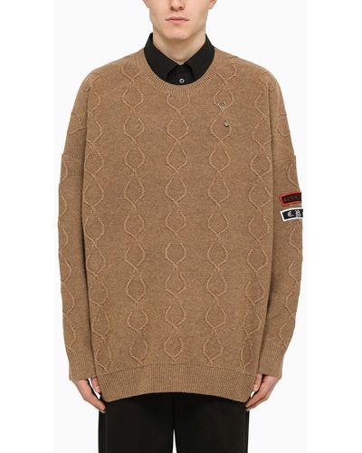 Fred Perry Beige Intarsia Jumper mit Patches - Braun