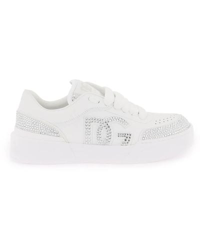 Dolce & Gabbana Nuevas zapatillas de zapatillas con diamantes de imitación - Blanco