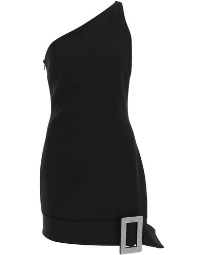 GIUSEPPE DI MORABITO One Shoulder Mini Dress With Rhin - Black