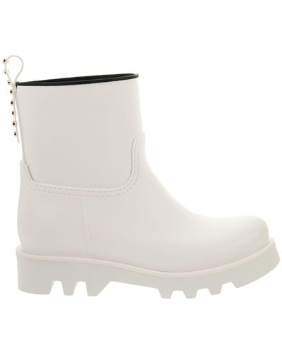 Red(V) Wellington Rain Boots - White