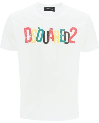 DSquared² Logo Print Cool Fit T -shirt - Wit