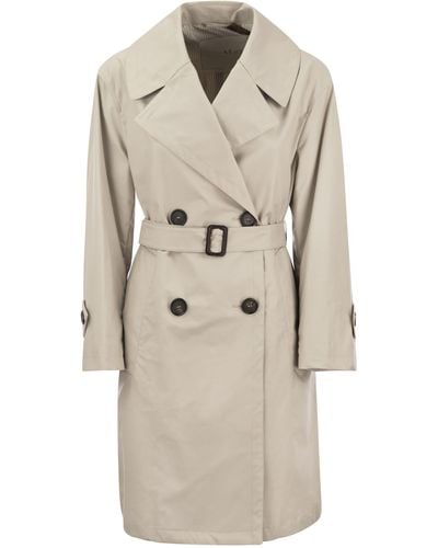 Max Mara Vtrench Drip Proof Cotton Twill Over Trench Coat - Natural