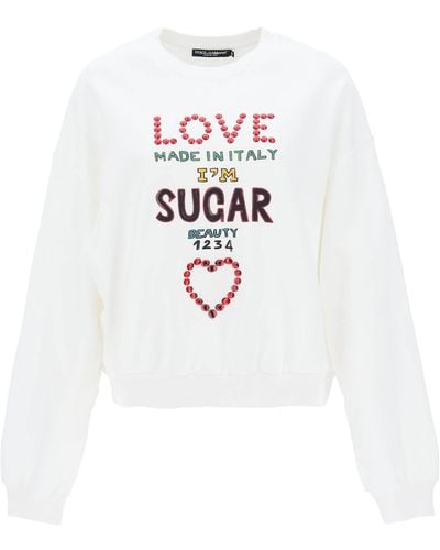 Dolce & Gabbana Sweatshirt aus Jersey Schriftzug Dolce&Gabbana - Weiß