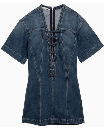 Stella McCartney Denim Mini Dress With Crossover Detail - Blue