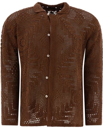 Bode Overdye Crochet Shirt - Brown