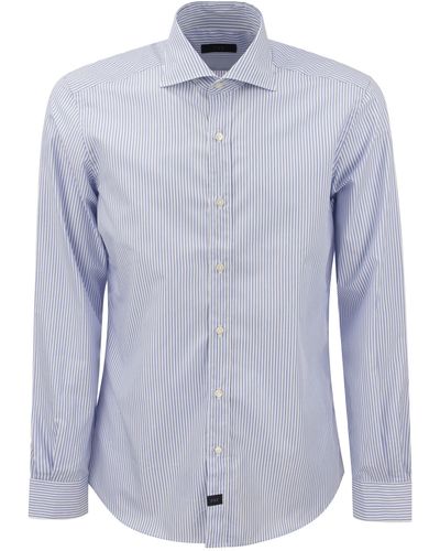 Fay Cotton French Collar Shirt - Blue