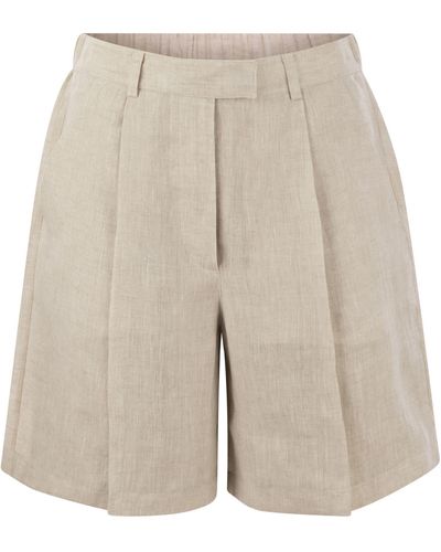 Brunello Cucinelli Pantalones cortos de lino de - Neutro