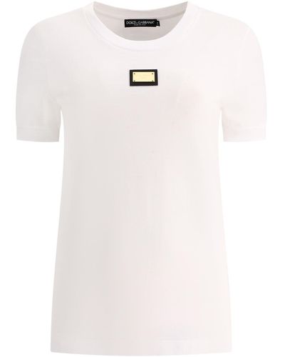 Dolce & Gabbana Jersey T -Shirt mit DG -Logo -Tag - Weiß