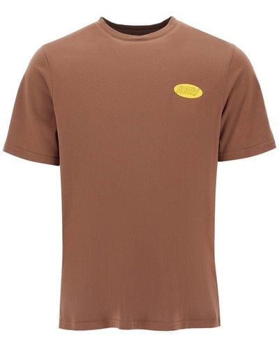 Autry Entspannte Fit -Logo -Druck -T -Shirt - Braun