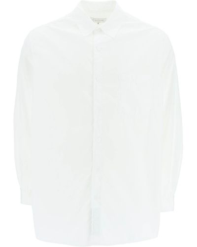 Yohji Yamamoto Klassisches Baumwollhemd mit Tasche - Weiß