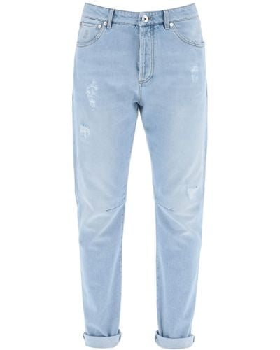 Brunello Cucinelli Leisure Fit Jeans con corte cónico - Azul
