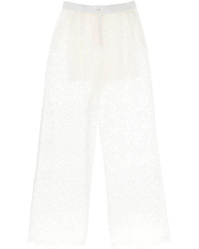 Dolce & Gabbana Pantaloni Pigiama In Pizzo Cordonetto - Bianco