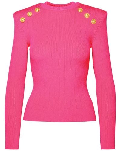 Balmain Viscose Blend Sweater - Pink