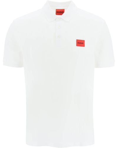 HUGO Poloshirt mit Logo-Patch - Weiß