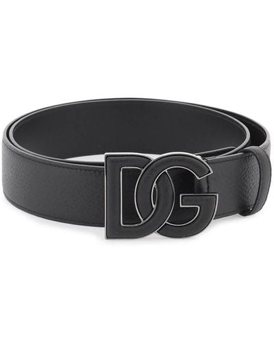 Dolce & Gabbana Cinturón de cuero Dolce y Gabbana con hebilla del logotipo de DG - Negro