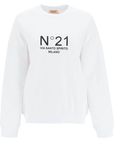 N°21 Logo Print Oversized Sweatshirt - White