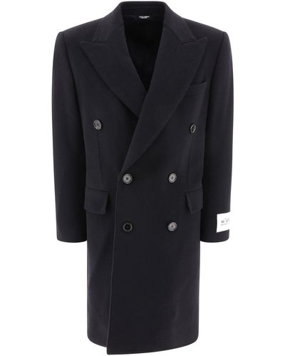 Dolce & Gabbana Double Breasted Wol Coat - Zwart