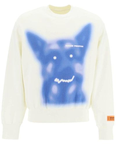 Heron Preston Pas Op Voor Katoenen Sweatshirt Met Hond - Blauw