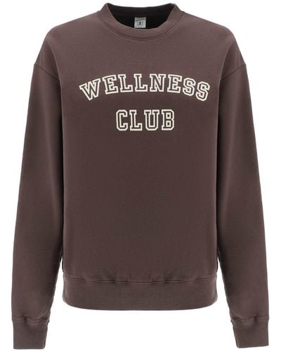 Sporty & Rich Sweat-shirt Crew Neck With Lettring Print - Marron