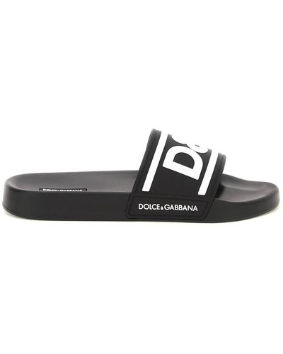Dolce & Gabbana Gummipantoletten mit -Logo - Weiß