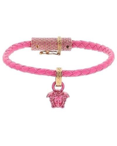 Versace Gevlochten Lederen Armband - Roze