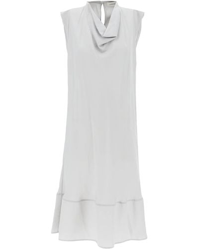Lemaire Midi Kleid mit diagonalem Schnitt - Weiß