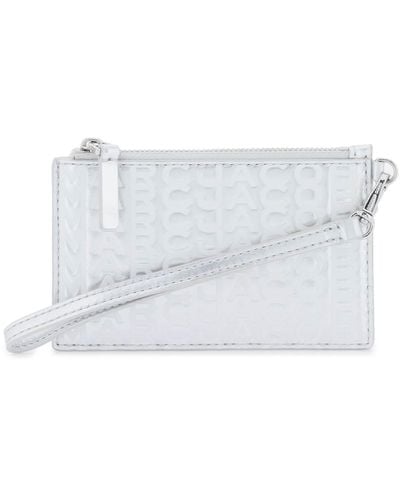 Marc Jacobs Die Metallic Top Reißverschluss -Armbandbrieftasche - Weiß