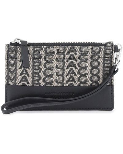 Marc Jacobs Die Monogramm -Top Reißverschluss -Armbandbrieftasche - Grau
