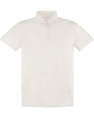 Majestic Short Shorted Polo Shirt a Lyocell - Bianco