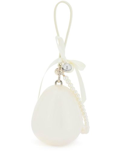 Simone Rocha Mini Micro Egg Borsa con fascino a campana - Bianco