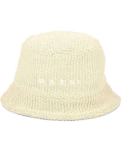 Marni Raffia Bucket Hat con bordado del logotipo - Neutro
