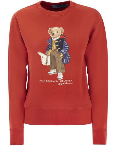 Polo Ralph Lauren Rundhals-Sweatshirt mit Polo Bear - Rot