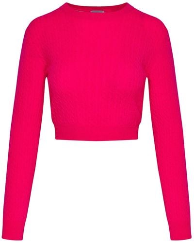 Patou Fuchsia Wolle Mischpullover - Rot