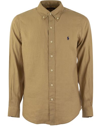Polo Ralph Lauren Custom Fit Linen Shirt - Natural