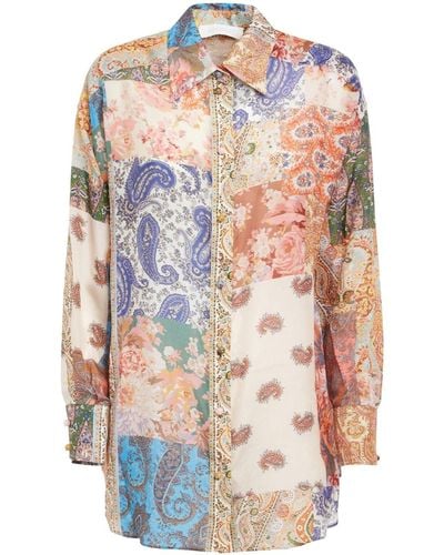 Zimmermann Devi Oversize Silk Shirt - Naturel