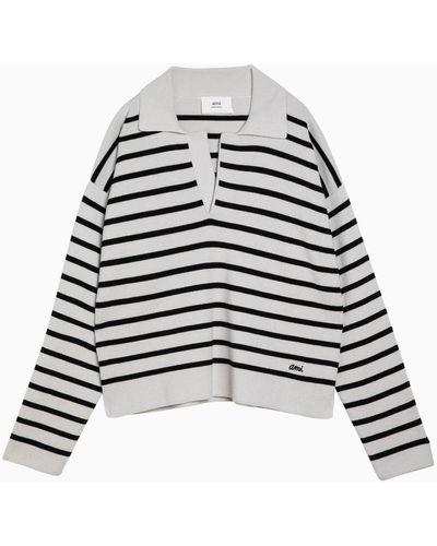 Ami Paris Chalk Striped Sweater - Black