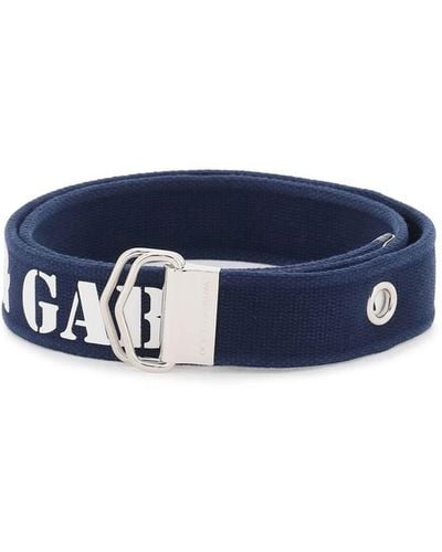 Dolce & Gabbana "logo Tape Belt In Ribbon - Blauw