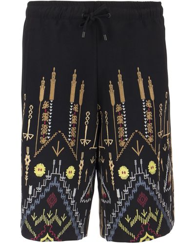 Etro Pantalones cortos de bermudas con impresión geométrica - Negro