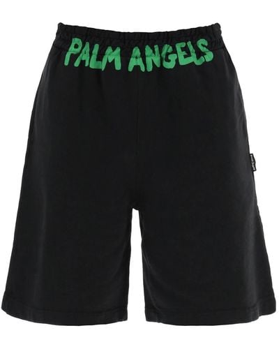 Palm Angels Sporty Bermuda Shorts Met Logo - Groen