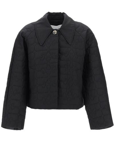 Ganni Short Quilted Jacket - Zwart