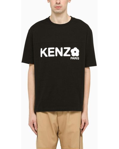 KENZO Breites Schwarzes T -shirt Mit Logo - Zwart