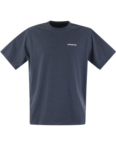 Patagonia Patagonië Gerecycled Katoenen T -shirt - Blauw