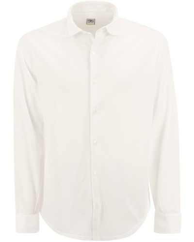 Fedeli Camisa de piqué de algodón de Robert - Blanco