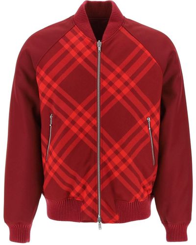 Burberry Check Reversible Bomber Jacket - Rouge