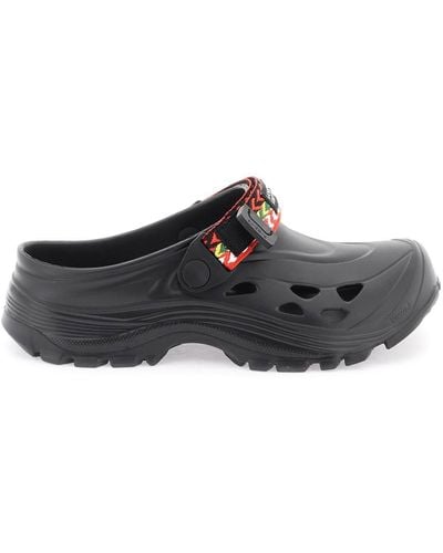 Lanvin Clogs In Gomma Con Nastro Multicolore - Nero